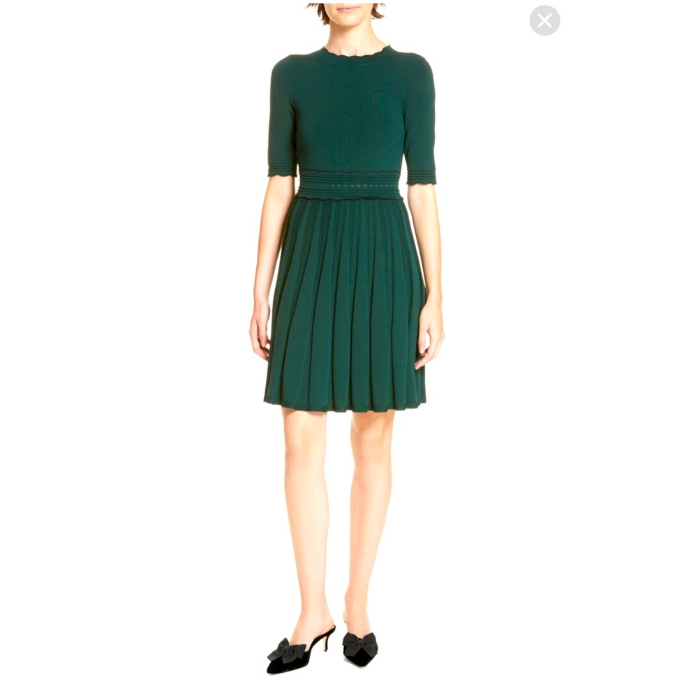 NWOT Ted Baker Petal Collar Knitted A-Line For Pleated Mini Dress Size 1
